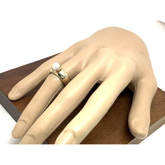 Pearl Cocktail Ring 14k Yellow Gold Estate Jewelry Women's Size 7.25 - Picture 14 of 14